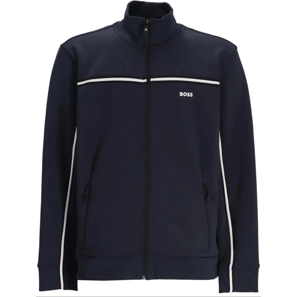 Hugo Boss Skaz 1 Mens Track Jacket Dark Blue Jersey Zip Up 50523896 Size M NWT‎